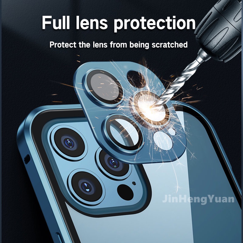 Ốp Điện Thoại Bảo Vệ 360 Độ Cho IPhone 14 Plus 11 12 13 Pro Max° Vỏ Kính Hai Mặt Hút Nam Châm Bảo Vệ Toàn Diện