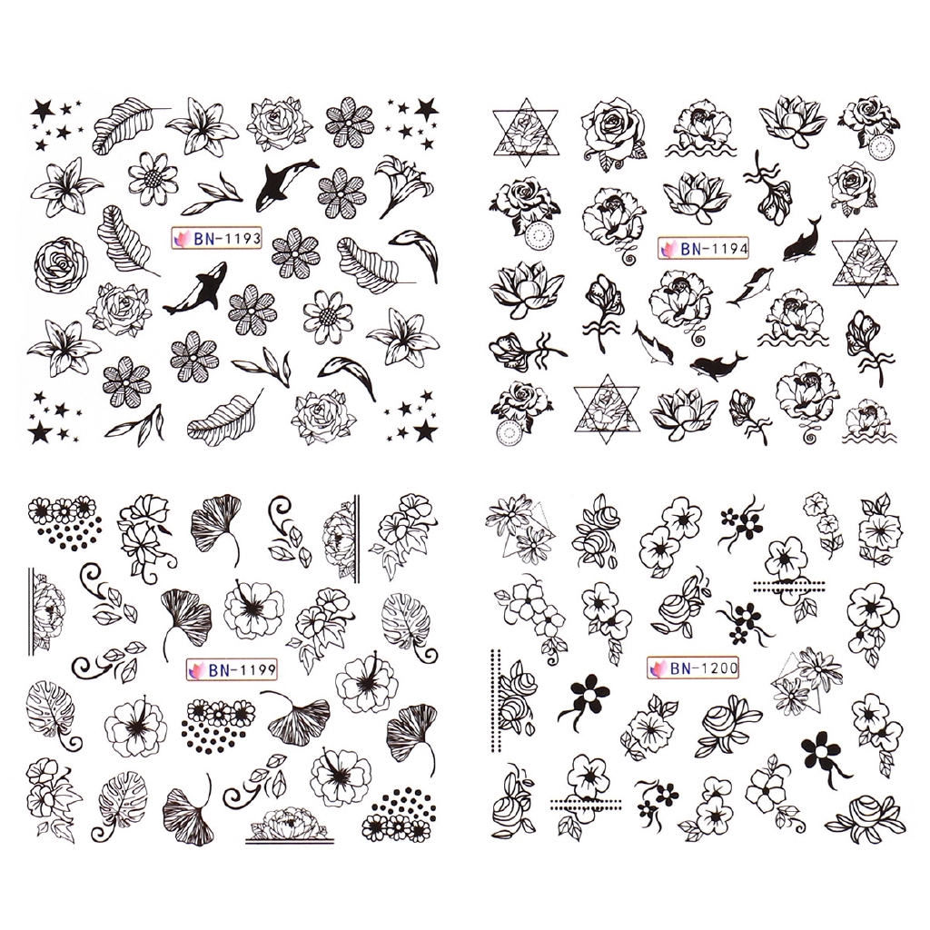 MONJA Sticker họa tiết độc đáo dùng để trang trí móng nghệ thuật