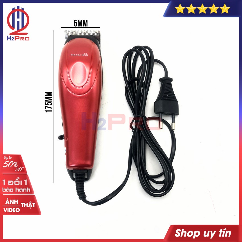 Tông Đơ Cắt Tóc 308 H2Pro cao cấp-sắc bén-cắt êm-sử dụng điện trực tiếp, chuyên nghiệp giá rẻ (tặng bộ 4 cữ 99k)