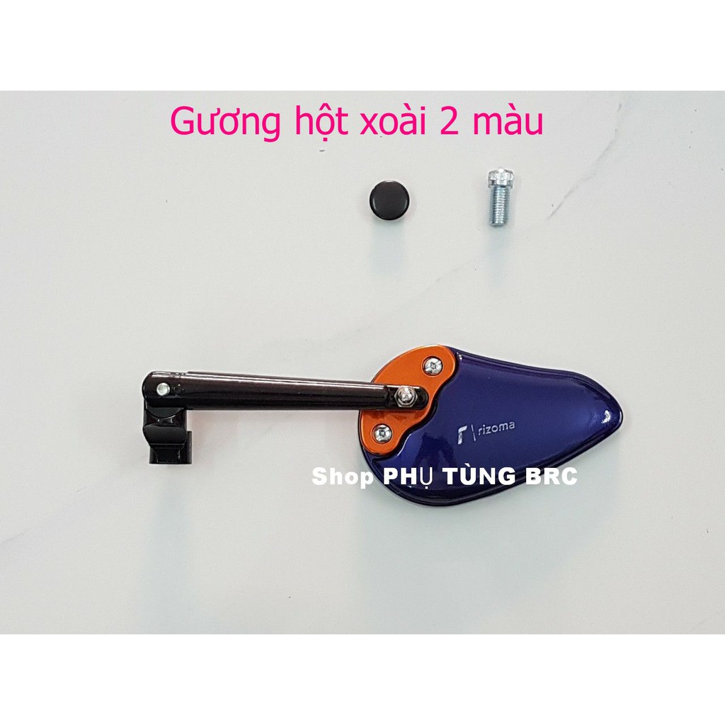 Gương chiếu hậu hột xoài 2 màu ( SL: 1 cái gương ren thuận 10 li gắn bên trái).