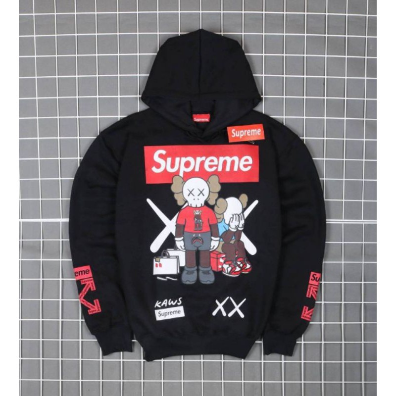 Áo Khoác Hoodie In Chữ Supreme X Uniqlo Kws Cá Tính