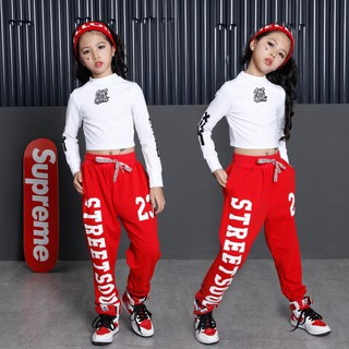 Trang phục nhảy hiện đại trẻ em-Set quần 23 Zumba phối áo crop dài tay Tiger Machine ZB13
