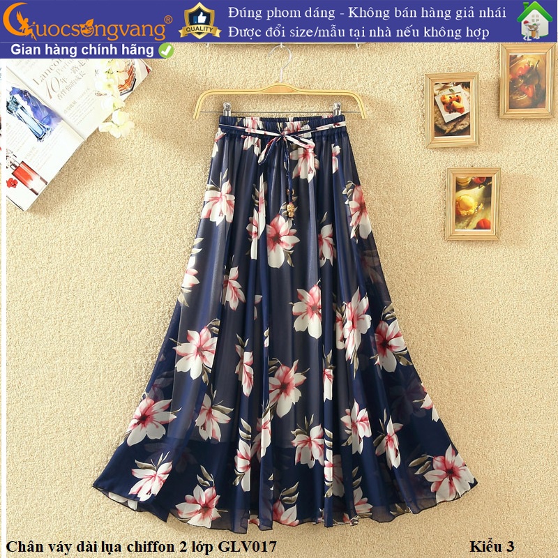 Chân váy dài maxi hai lớp chân váy chiffon lưng thun GLV017 Cuocsongvang