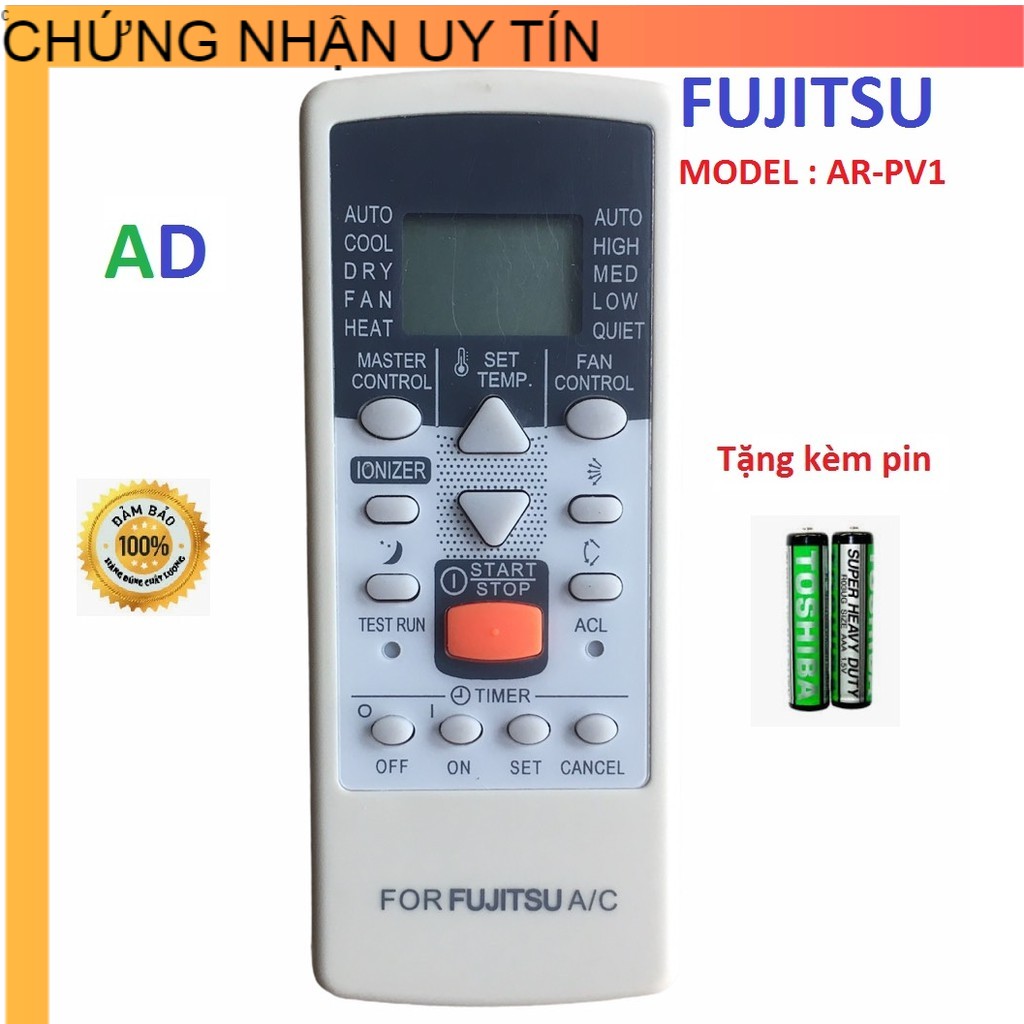 Điều khiển điều hòa Fujitsu 1 nút cam model AR-PV1 - tặng kèm pin - Remote  điều khiển máy lạnh Fujitsu  AR PV1