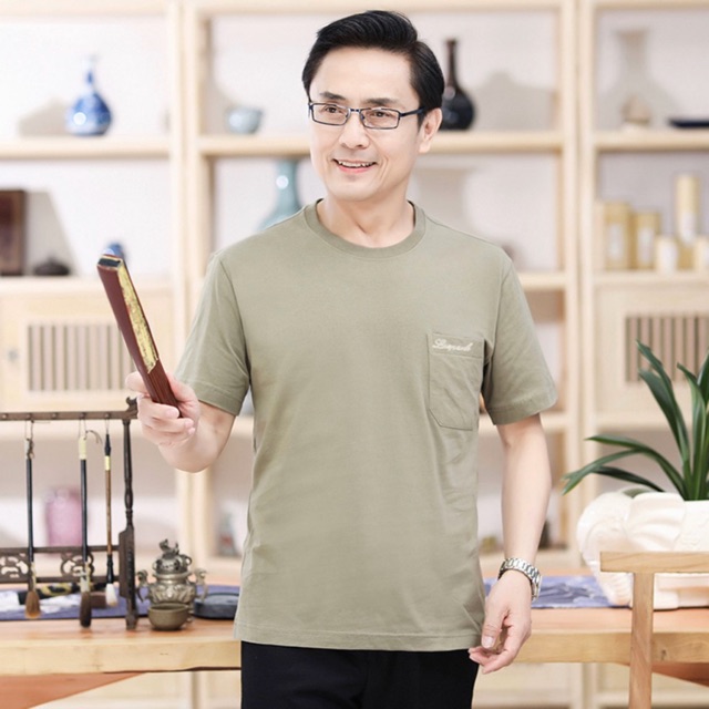 Combo 2 Áo Hè Nam Trung Niên - Áo Cotton Nam Trung Tuổi