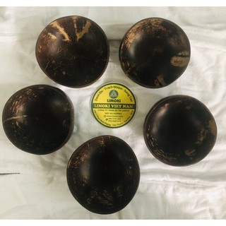 Combo 5 chén thố gáo dừa mài bóng loại nhỏ 12-15cm