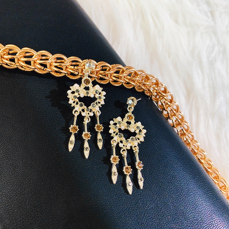 Bông Tai Mạ Bạc 925 Hình Trái Tim Đính Kim Cương