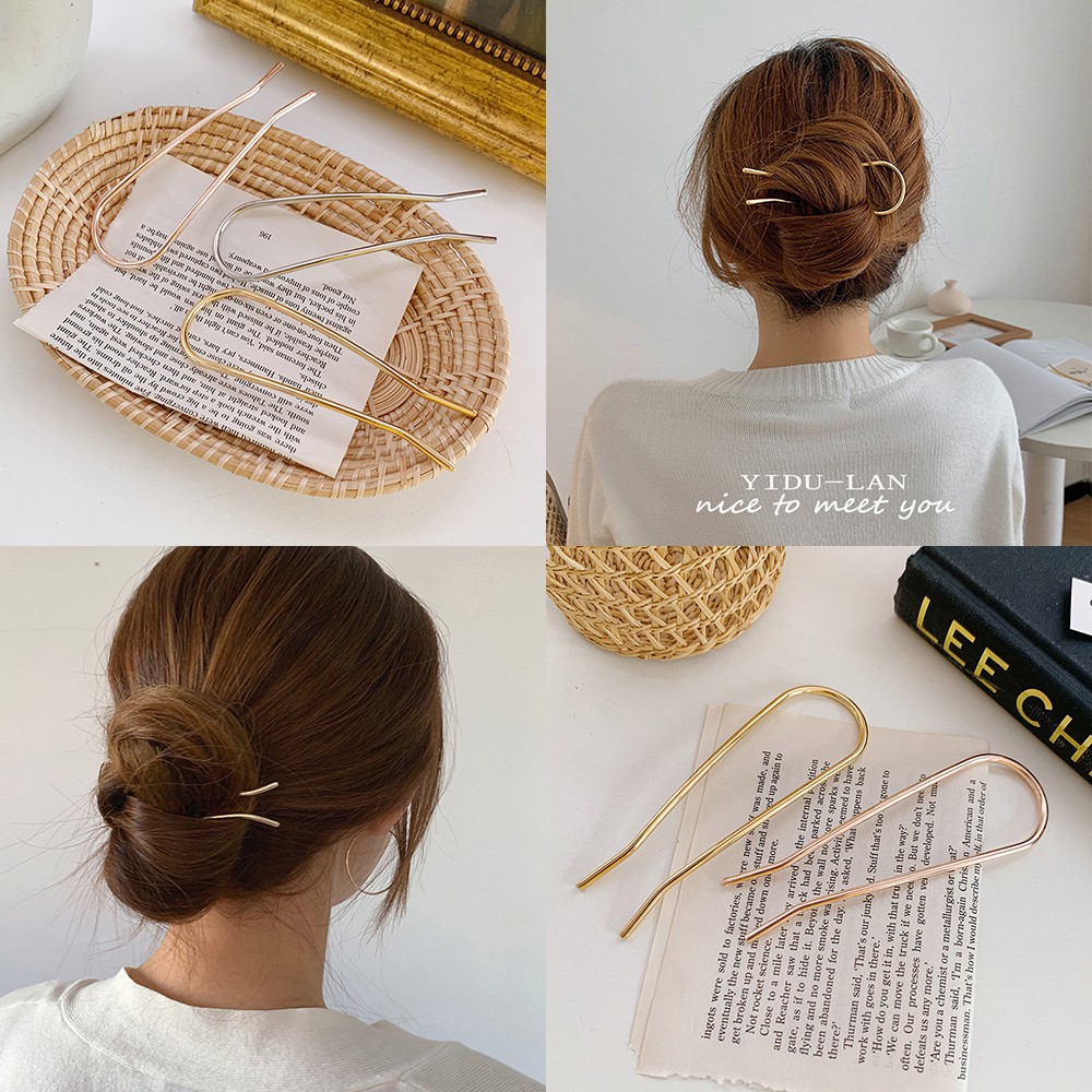 【QM】 Kẹp Tóc Kim Loại Hình Chữ U Phong Cách Hàn Quốc Cho Nữ (Hair Clips)