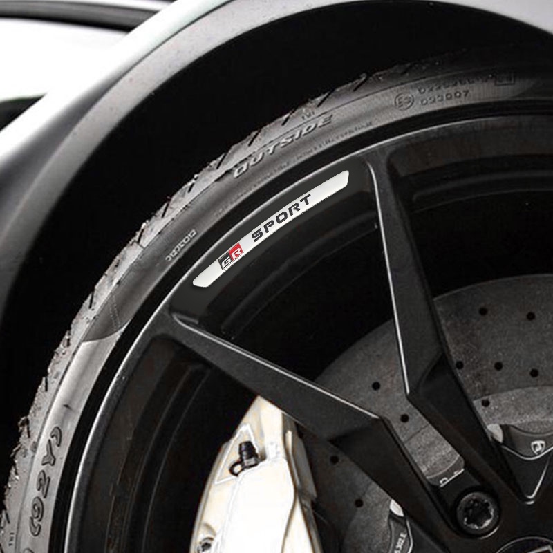 1 SET 4 Miếng Dán 3D In Logo GR Bằng Nhôm Trang Trí Trục Bánh Xe Hơi Toyota GR