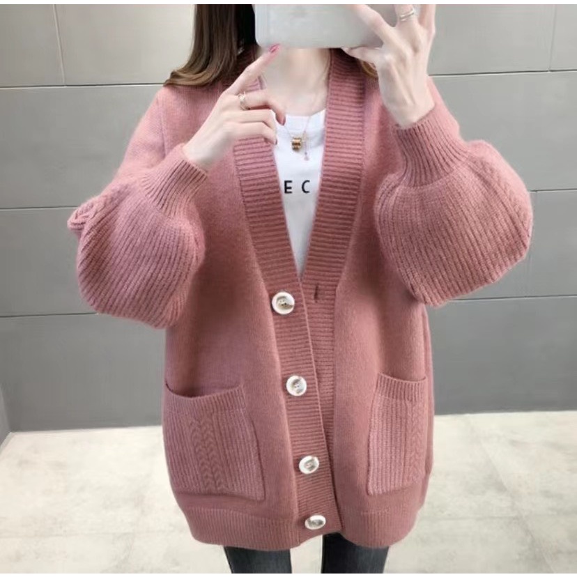 Áo khoác len nữ cardigan quảng châu cao cấp, chất len dầy dặn 4 khuy xinh xắn H Clothing A2