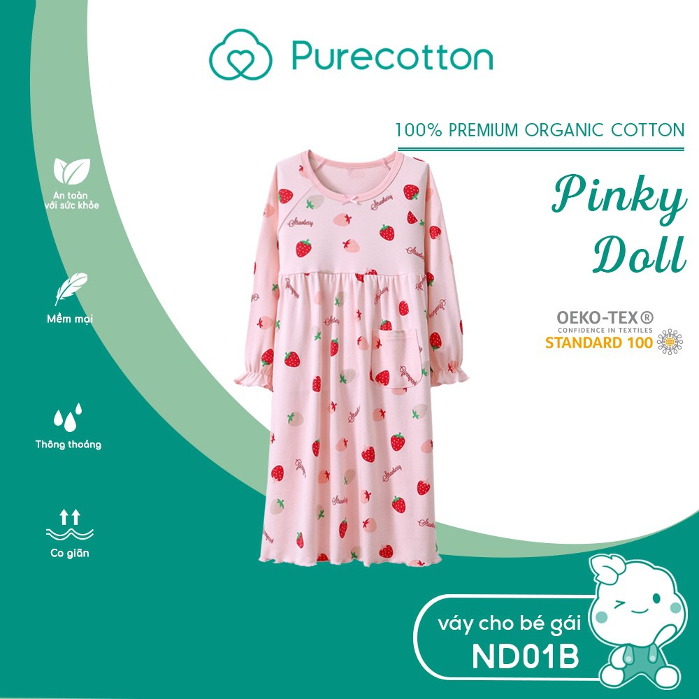 Váy ngủ mùa đông Purecotton cho bé gái chất liệu cotton cao cấp dáng babydoll dễ thương PC046 | BigBuy360 - bigbuy360.vn