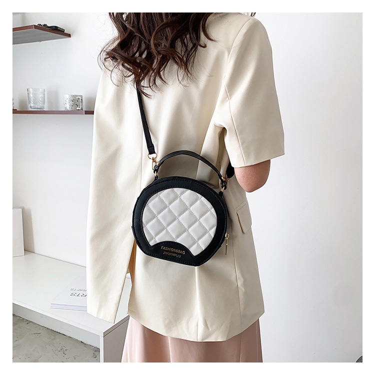 Túi Xách JASMIN NOIR Tròn Họa Tiết Sọc Caro Thiết Kế Đơn Giản Cho Nữ