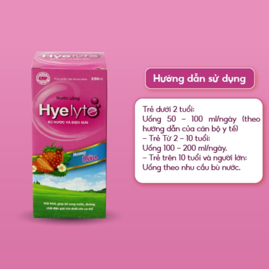 Nước uống bù nước và điện giải Hyelyte hương dâu bổ sung nước giải khát cho cơ thể chai 250ml