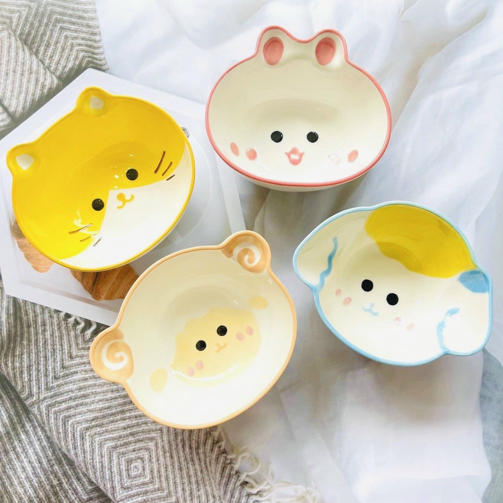 Bát Sứ Ăn Dặm Cho Bé Kiểu Nhật, Họa Tiết Xinh Xắn, Bát Hình Thú Ngộ Nghĩnh 300ml