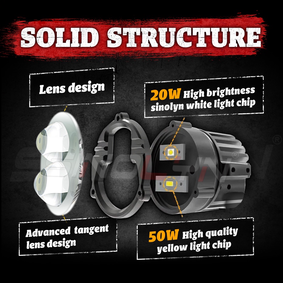 Đèn LED Sương Mù 12V / 24V Ánh Sáng Trắng / Vàng Chuyên Dụng Cho Xe Hơi / Xe Máy