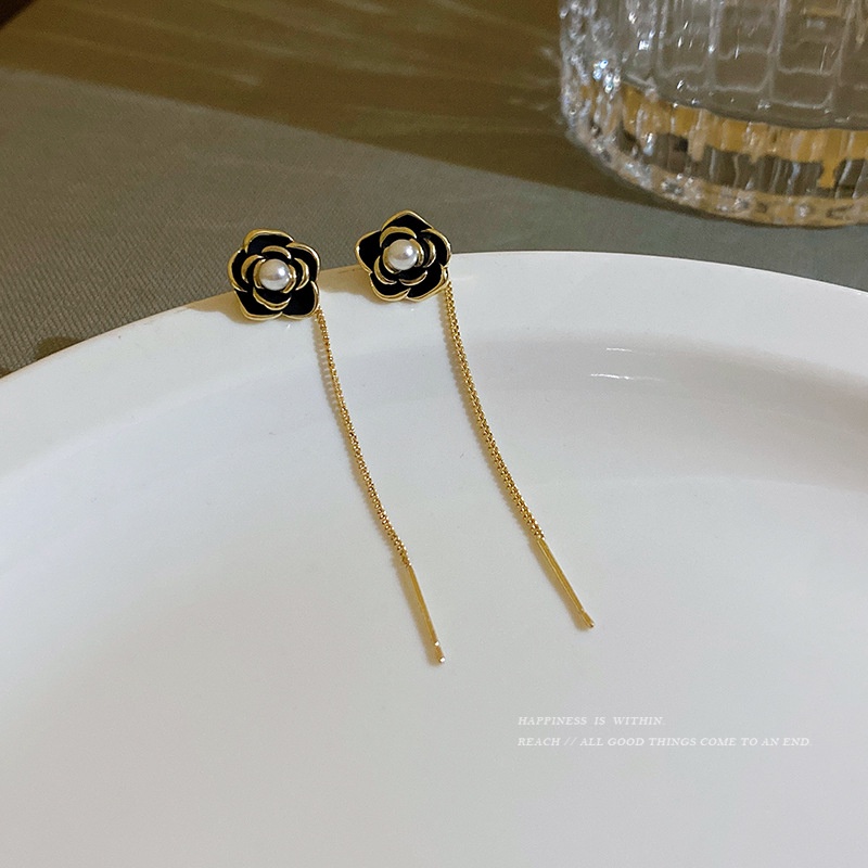 Bông Tai Dáng Dài Hình Hoa Trà Phong Cách Retro Pháp Thời Trang Cao Cấp Hàng Mới 2022