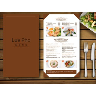 Combo thiết kế và in menu - ép plastic menu số lượng 8 menu