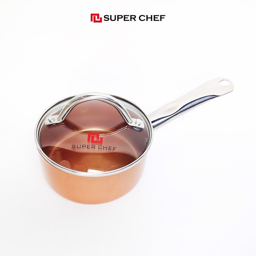 Nồi tròn nắp kính đáy từ SUPER CHEF - 14,18cm