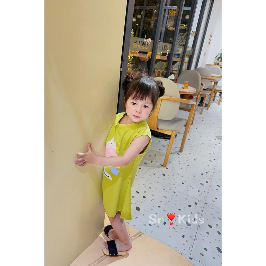 Váy bé gái, vách suông sát nách tay hến chất cotton qc cho bé