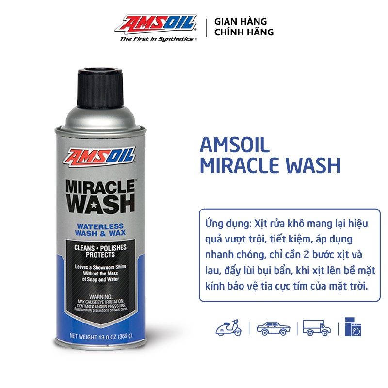 [Mã BMBAU50 giảm 50K đơn 150K] Xịt Rửa Xe Không Sử Dụng Nước Amsoil Miracle Wash 369gram