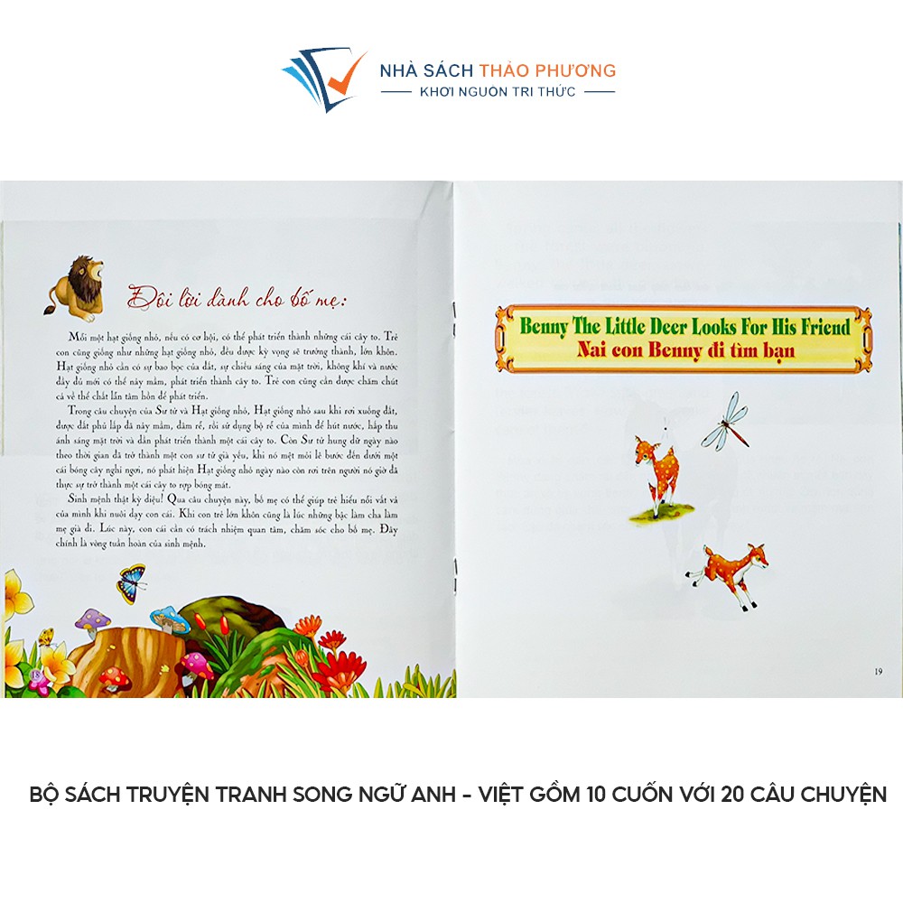 Sách - Truyện tranh song ngữ Anh Việt nuôi dưỡng tâm hồn bồi dưỡng tư duy sáng tạo (Bộ 10 tập)