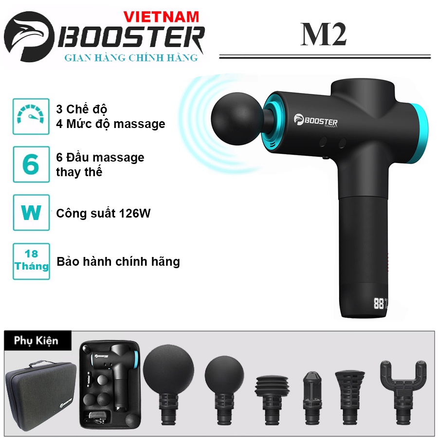 Súng Massage Gun Booster M2 AI Inside 2021 Cảm Ứng Thông Minh Tiên Phong Công Nghệ Trị Liệu Smart AI