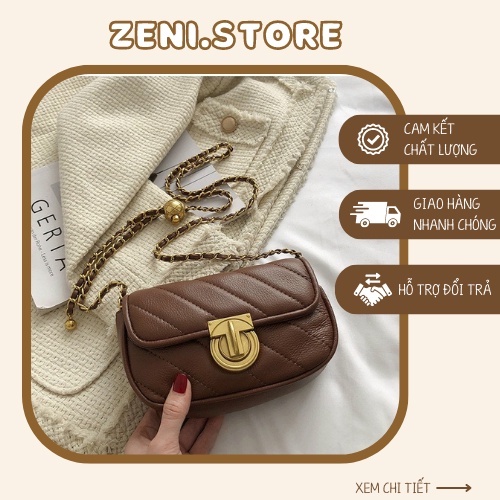 Túi đeo chéo da PU dây xích quả chuông Quảng Châu size 19