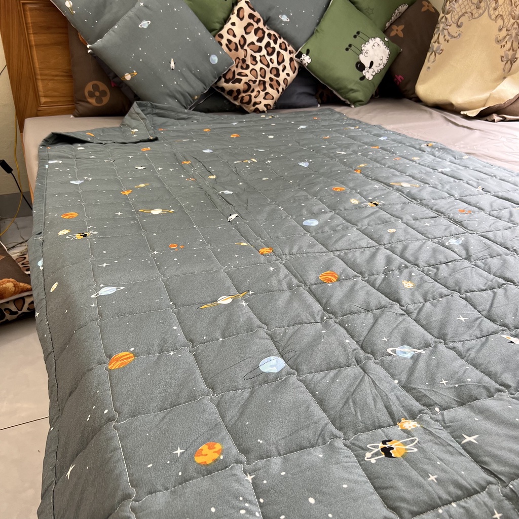 Chăn hè đơn chần bông dùng 1 người , mền văn phòng tiện ích gấp gọn