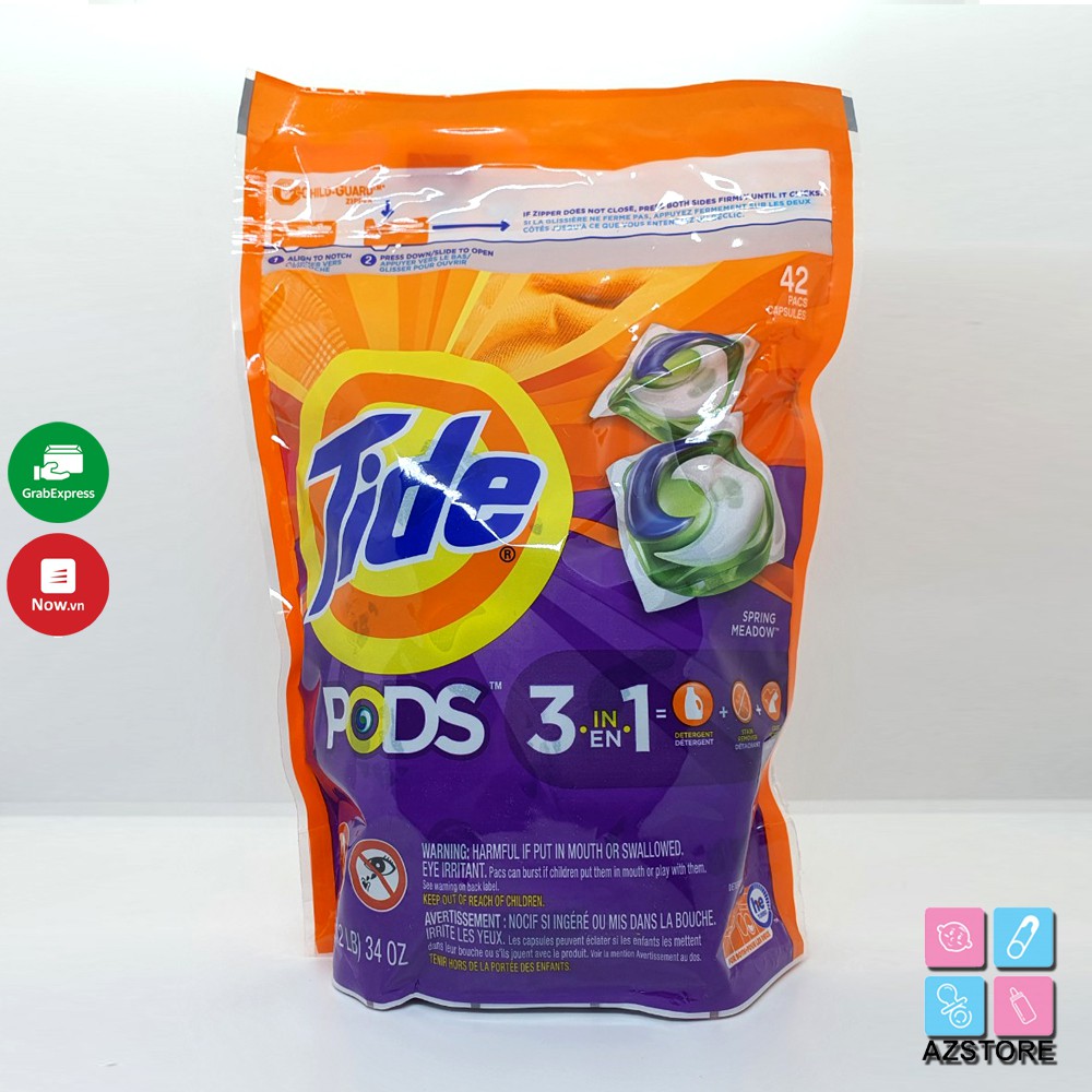 Viên giặt Tide pods 3 in 1 của Mỹ (bịch 42 viên)