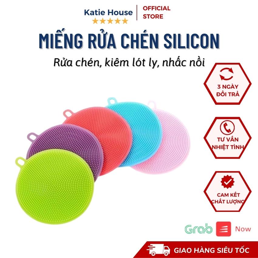 Combo 5 Miếng Rửa Chén Bát Silicon Đa Năng, Kiêm Nhấc Nồi, Lót Ly  Rửa Siêu Sạch, Chống Bám Dầu Mỡ, Nhiều Màu