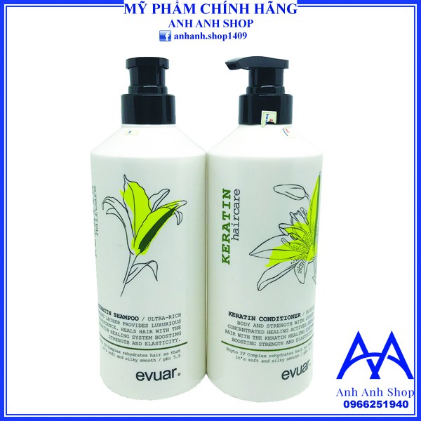 ✅[CHÍNH HÃNG] COMBO GỘI XẢ KERATIN EVUAR PHỤC HỒI KÍCH THÍCH MỌC TÓC Ý