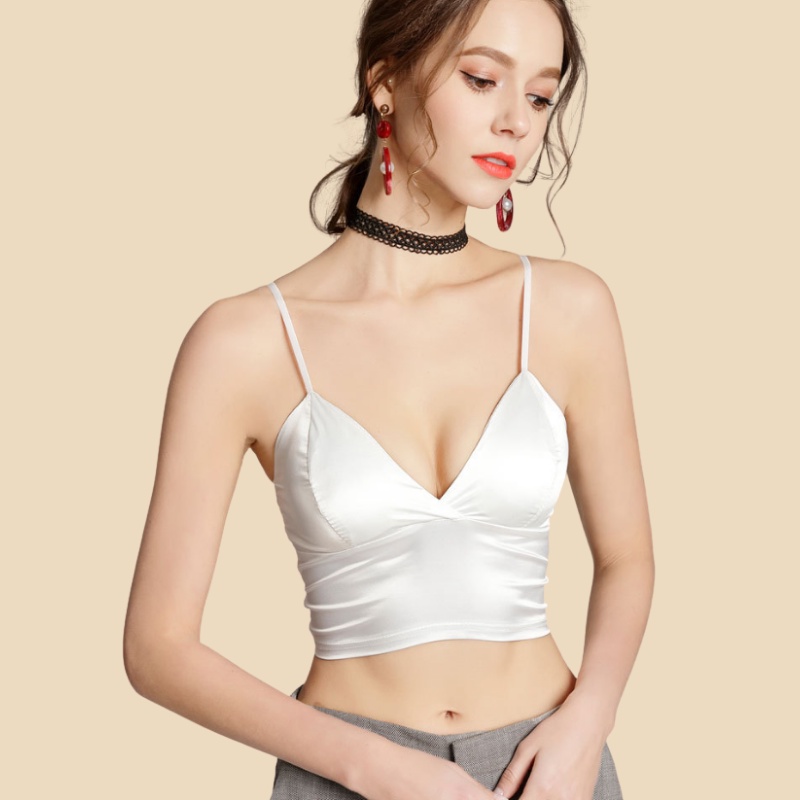 Áo 2 Dây Eva Bra Phi Lụa Cao Cấp Đai Bản To Che Mỡ Quyến Rũ GB264