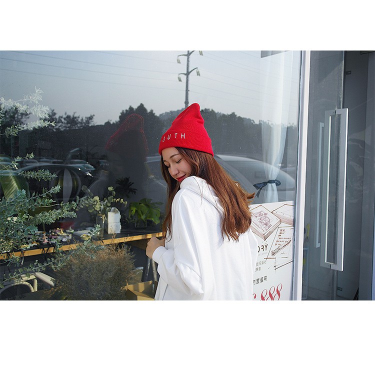 Mũ Len đan Beanie Thêu chữ Anti Social Cá tính Thời trang Ulzzang Hàn Quốc Mũ Len Beanie Phong cách