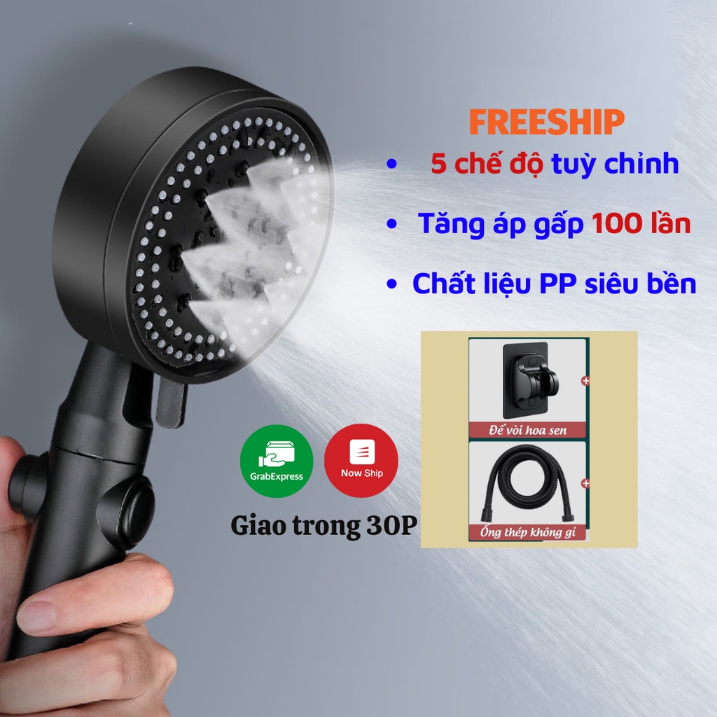 Vòi Sen Vòi Tăng Áp Hoa Sen 5 Chế Độ Nước Tăng Lực Nước Siêu Mạnh NOBITA OFFICIAL