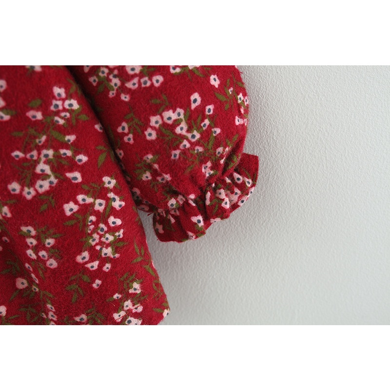 Đầm Thời Trang Mùa Thu 2023 Màu Trơn Đính Nơ In Hoa Dễ Thương Cho Bé Gái 9 Tháng-3 Tuổi