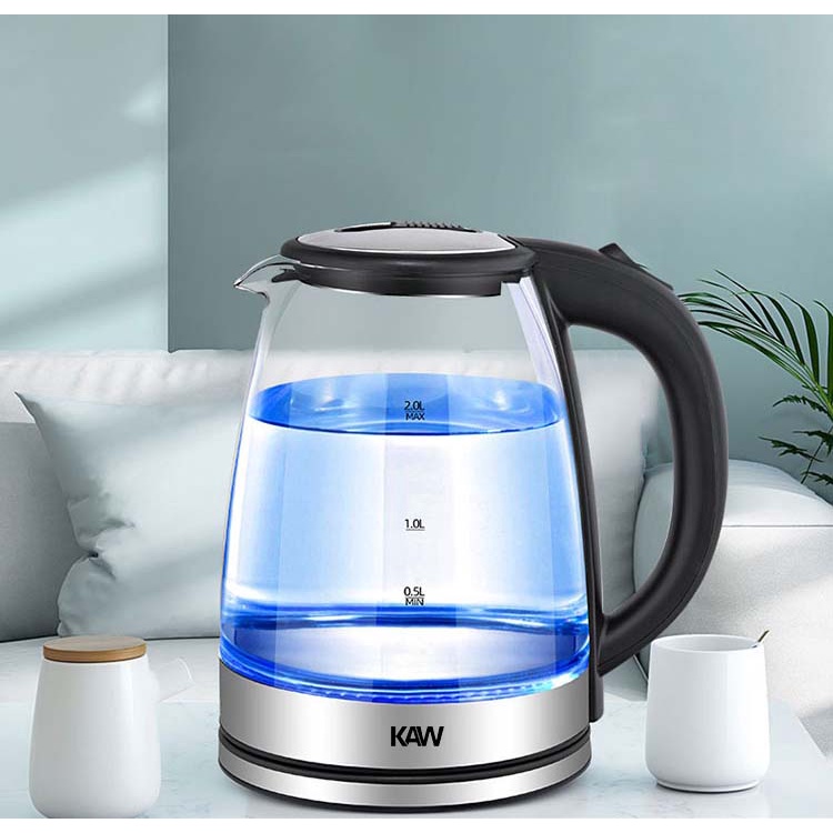 Siêu Tốc Thuỷ Tinh KAW RK1818 Dung Tích 2L Đun Sôi Nhanh, An Toàn, Tiết Kiệm Điện, Công Suất 1800W