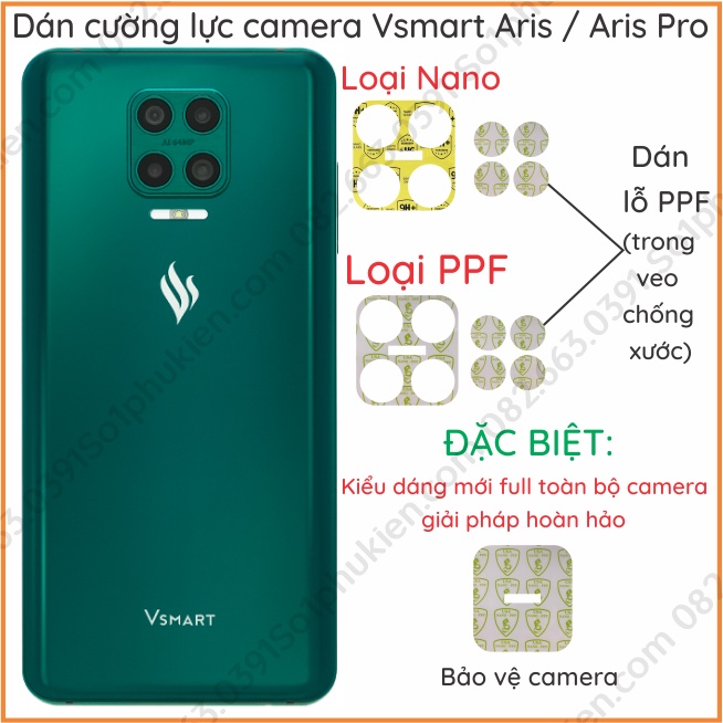 Dán cường lực camera Vsmart Aris Aris pro siêu bền siêu bảo vệ