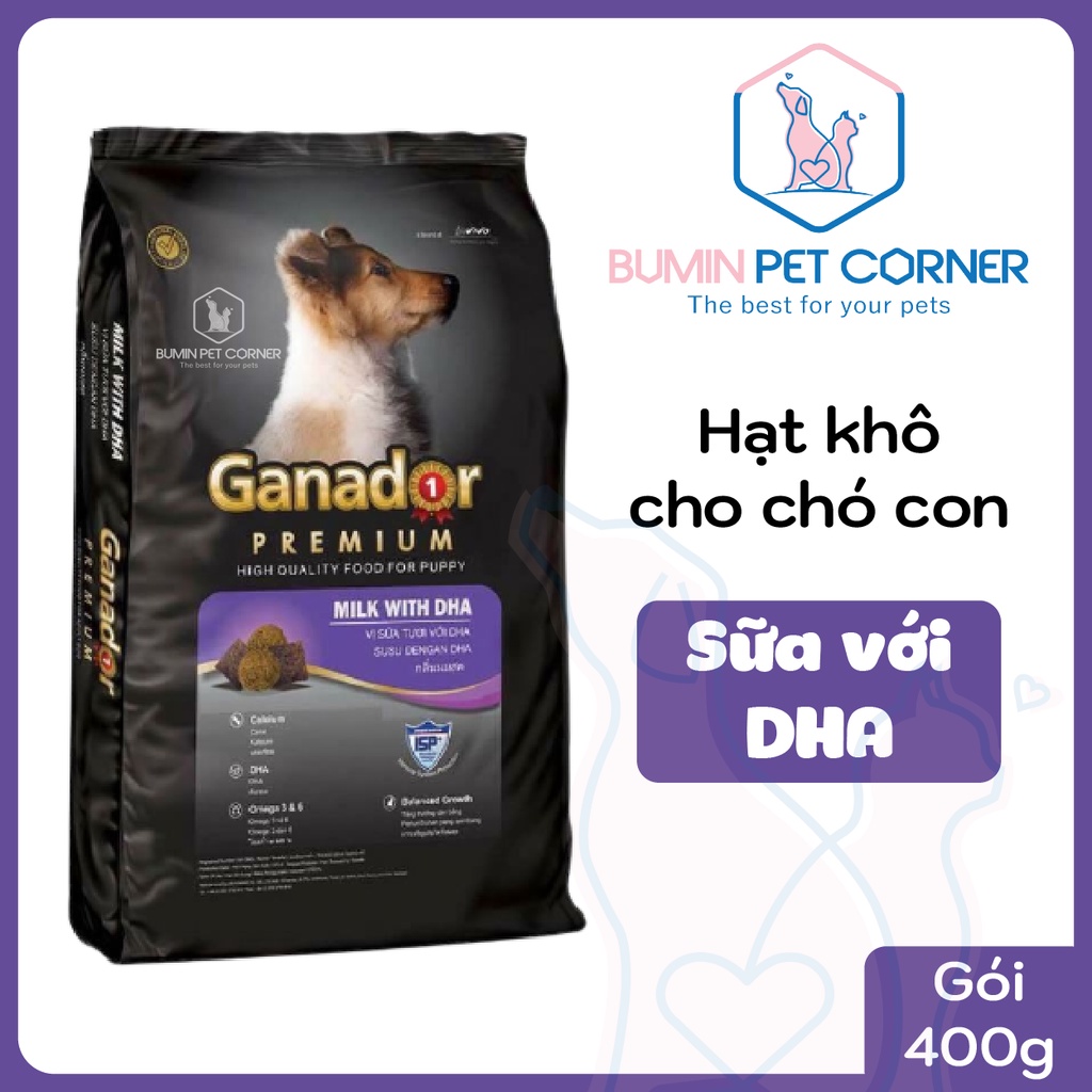 Ganador Puppy Milk DHA 400g - Thức ăn hạt khô cho chó con Ganador vị Sữa DHA gói 400g