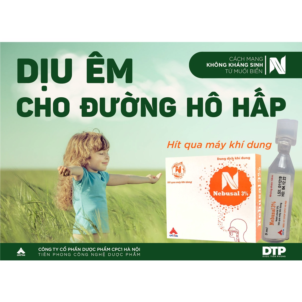 Dung dịch khí dung Nebusal 3% - Vệ sinh đường thở mũi, họng, lỏng dịch tiết mũi họng
