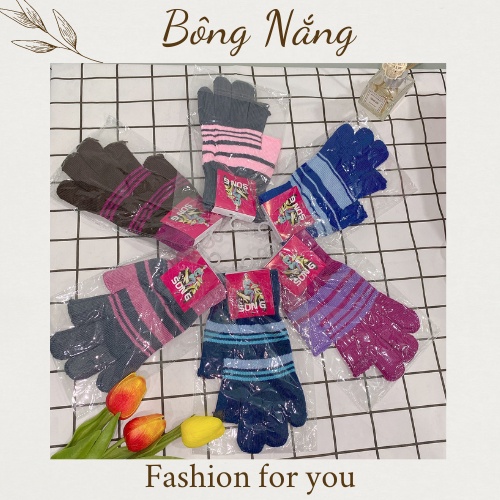 Găng tay len nữ chống nắng giữ ấm tốt, bao tay Việt Nam cắt 2, cắt 5, nguyên ngón hàng chất lượng cao