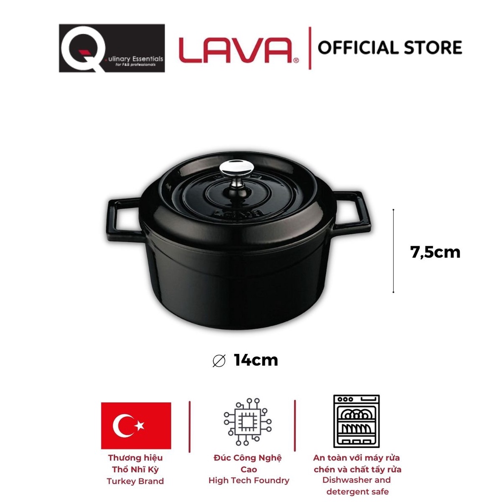 Nồi Gang Lava Trendy Round Casserole Đường Kính 14cm, 0.76L