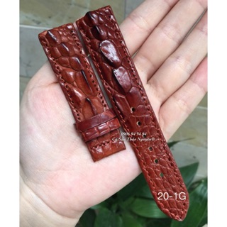 Dây Đồng Hồ Da Cá Sấu Thật Gai tay Size 20/18- Cá Sấu Thảo Nguyên