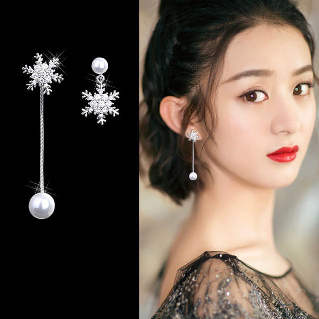 Bông tai hoa tuyết bạc S925 phong cách Hàn Quốc