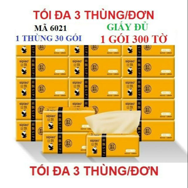 Thùng Giấy ăn gấu trúc SIPIAO, hàng đủ 300 tờ/gói( Tặng gói nước rửa bát hữu cơ Layer Clean)