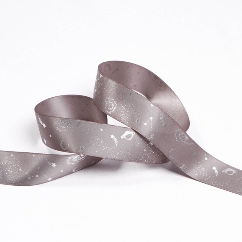 Set 10 cuộn dây ruy băng in hình mặt trăng rộng 2.5cm trang trí bánh kem tự làm