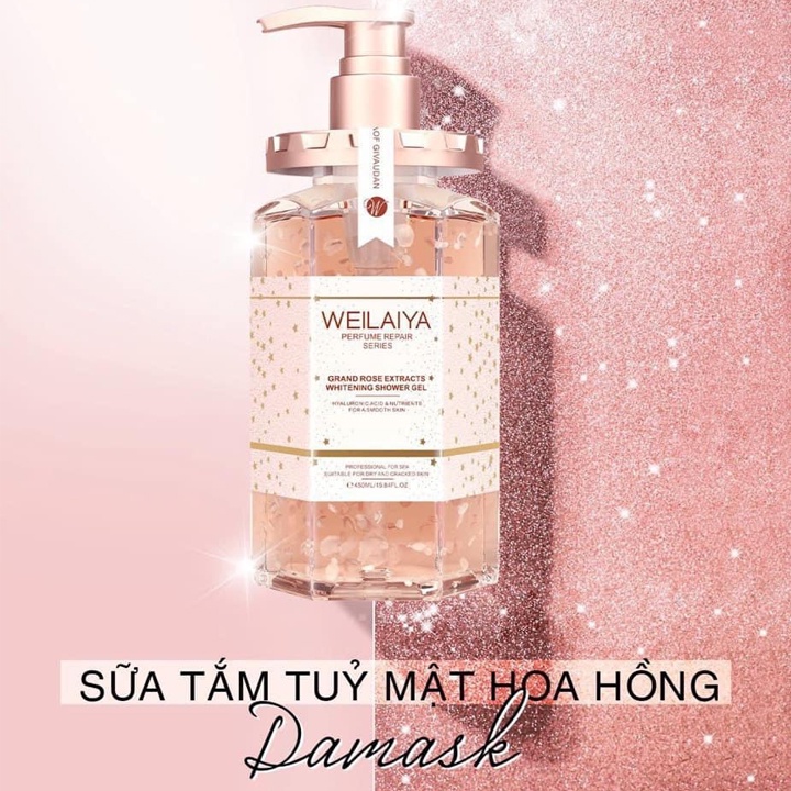 Sữa Tắm Weilaiya Chính Hãng Tuỷ Mật Hoa Hồng Damask Wailaiya Hương Nước Hoa Thơm Lâu Trắng Da 450ml