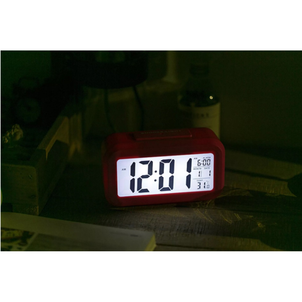 Đồng hồ để bàn báo thức điện tử đa chức năng cảm biến đèn nền ban đêm, nhiệt độ, thời gian, lịch, báo thức màn LCD C1019