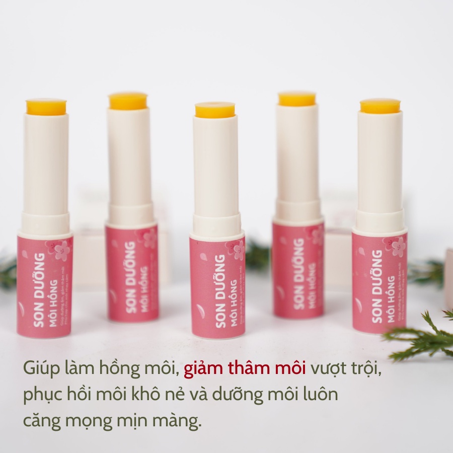 Son Dưỡng Hồng Môi Giảm Thâm Môi Siêu Dưỡng Vitamin E Cỏ mềm Homelab 3,6g