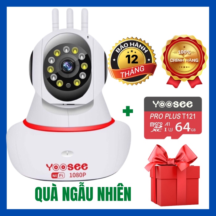Camera WIFI Yoosee 3 Râu FullHD 1080P 8 LED Có Màu Ban Đêm