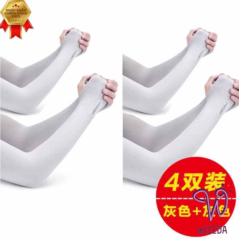 Găng tay chống nắng xỏ ngón Wiceda,ống tay chống nắng let'sSlim xuất Hàn chất cotton lạnh co giãn 4 chiều GT650